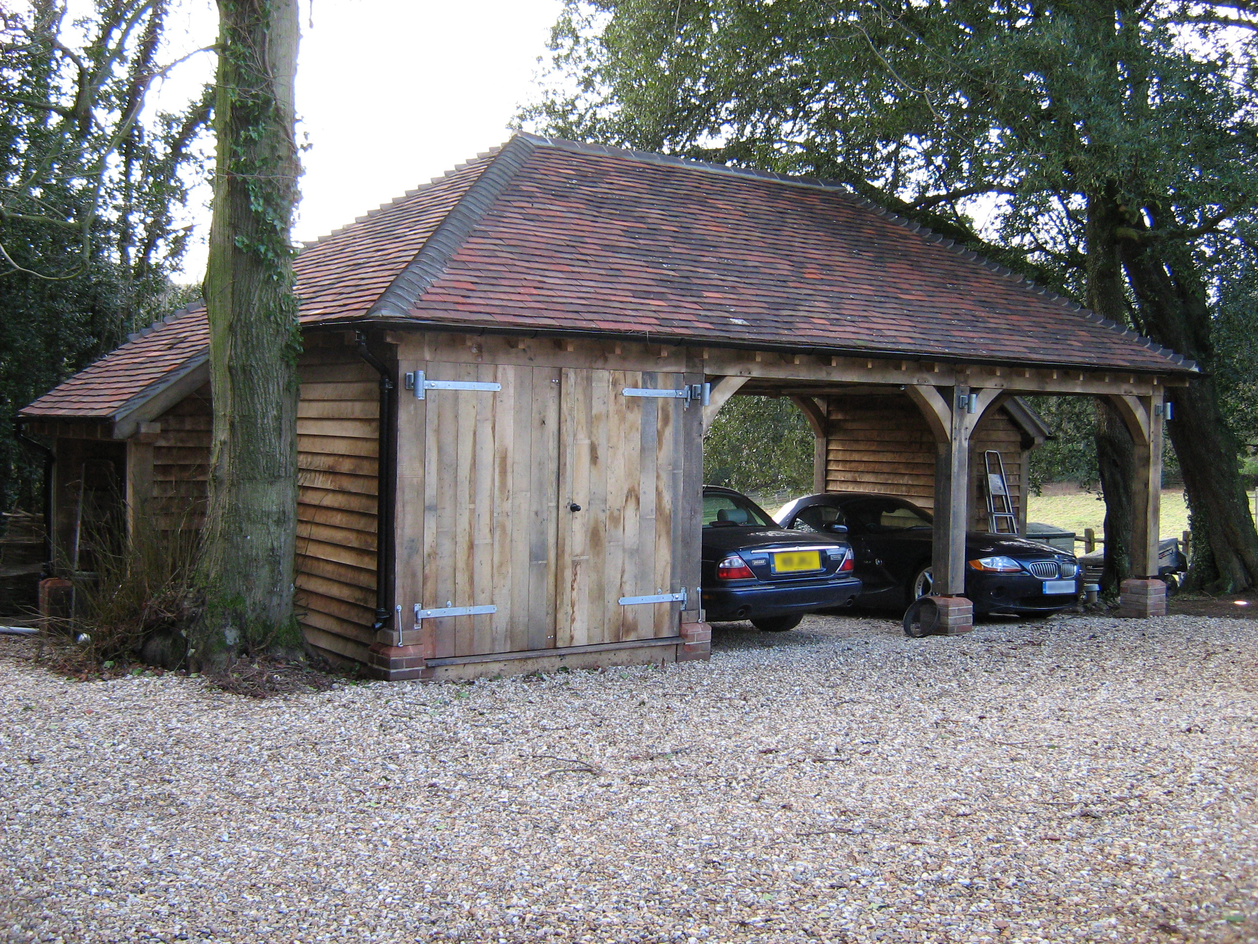 Bespoke Oak Framed Carport, Extension and Raised Decking
