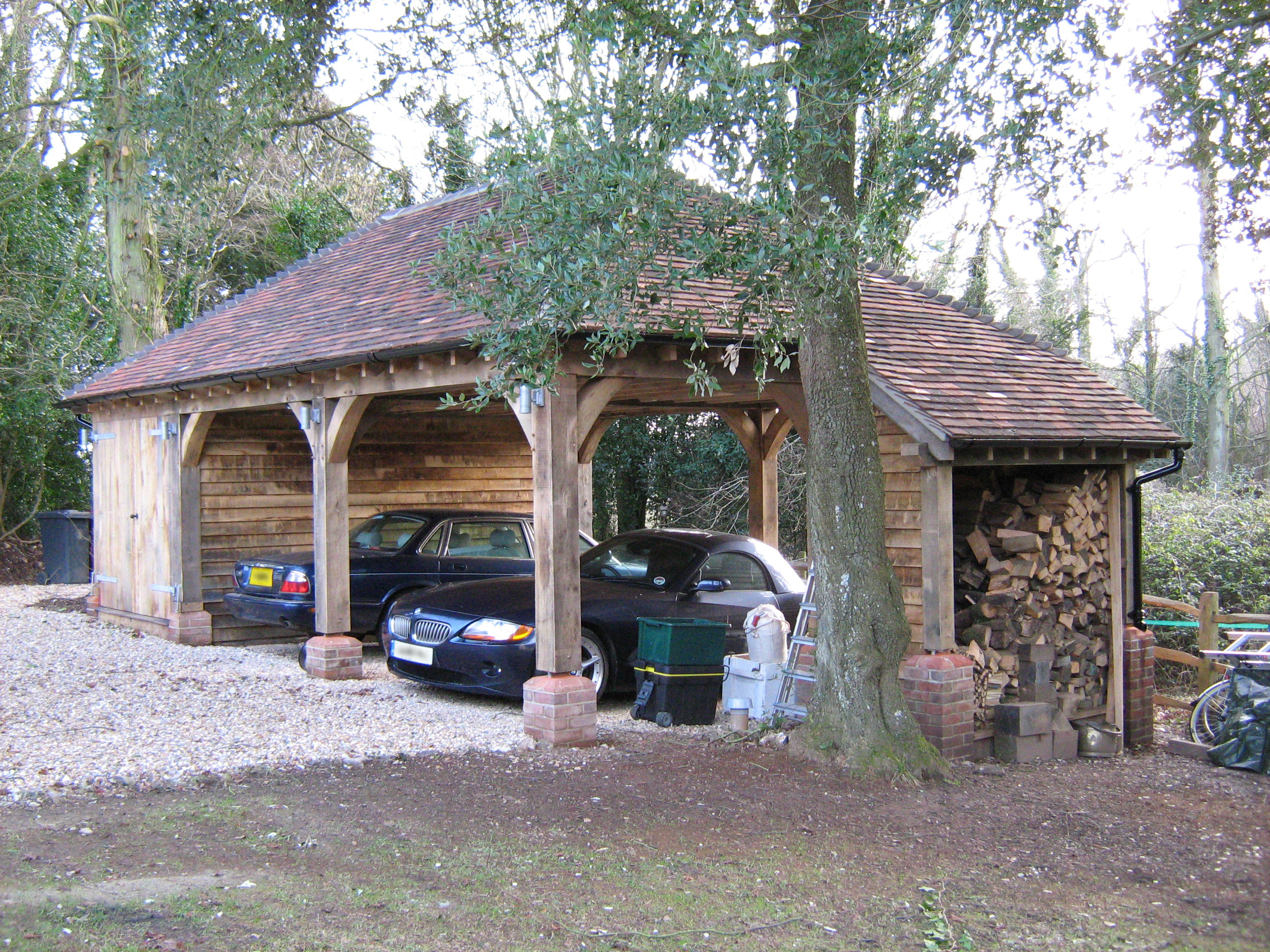 Bespoke Oak Framed Carport, Extension and Raised Decking